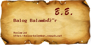 Balog Balambér névjegykártya