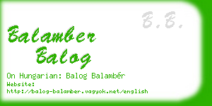 balamber balog business card
